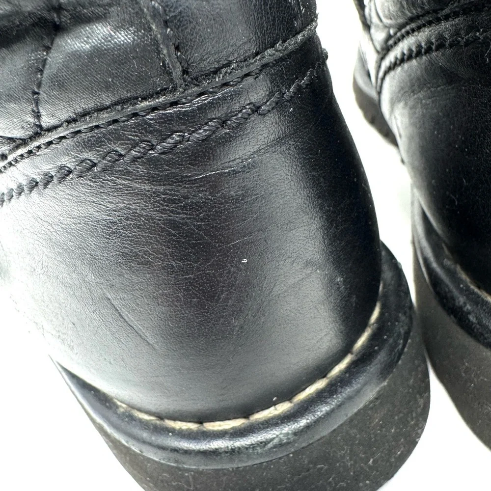 Chanel Black Quilted Calfskin Leather Biker Boots – CC Logo Moto Style (Sz 38.5)